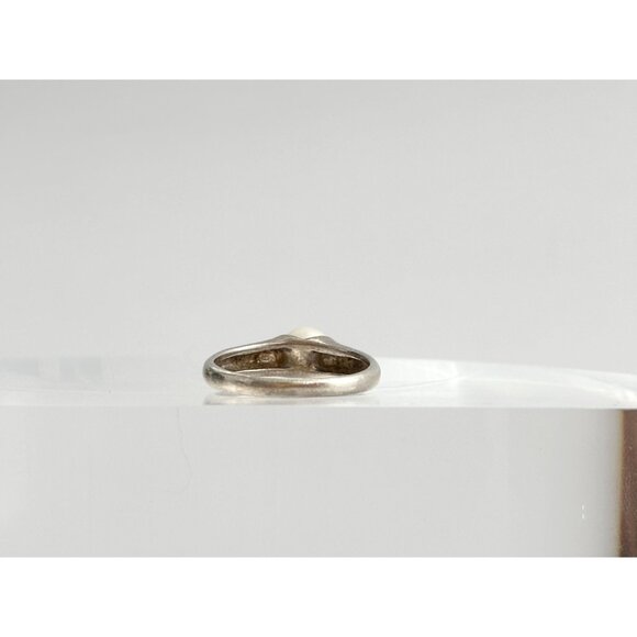 Cultured Pearl Modernist & Minimalist 925 Sterling Silver Vintage Ring - sz 6 - Picture 5 of 14